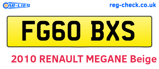 FG60BXS are the vehicle registration plates.