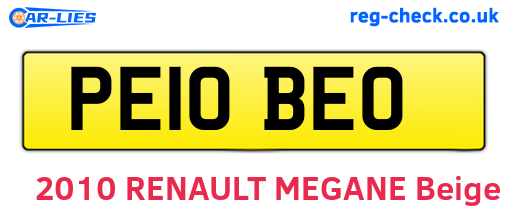 PE10BEO are the vehicle registration plates.