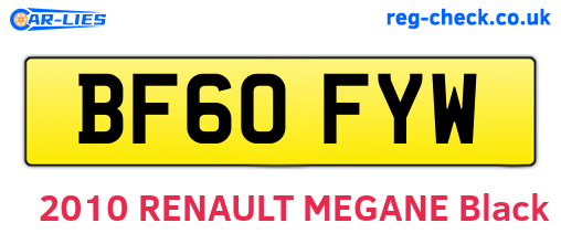 BF60FYW are the vehicle registration plates.