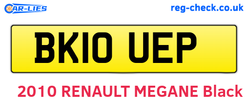BK10UEP are the vehicle registration plates.