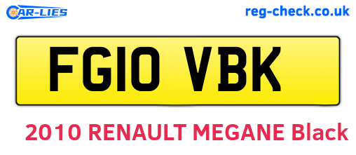 FG10VBK are the vehicle registration plates.