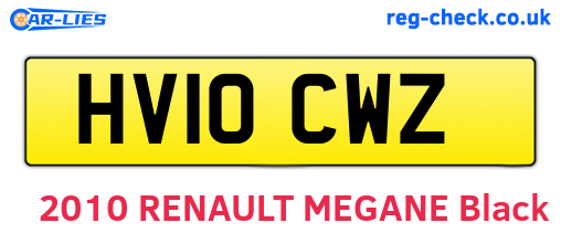HV10CWZ are the vehicle registration plates.