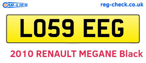 LO59EEG are the vehicle registration plates.