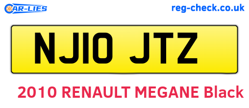 NJ10JTZ are the vehicle registration plates.