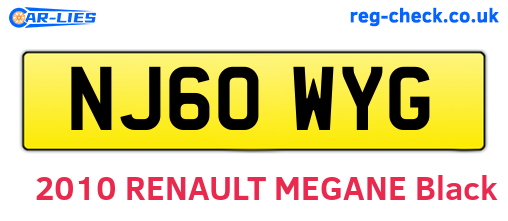 NJ60WYG are the vehicle registration plates.