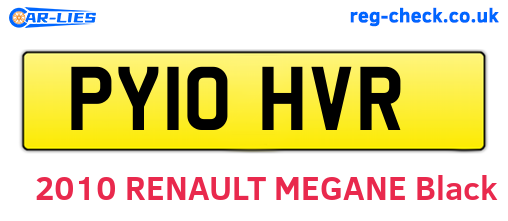 PY10HVR are the vehicle registration plates.