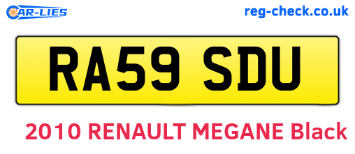 RA59SDU are the vehicle registration plates.