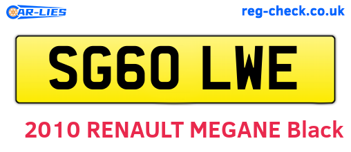 SG60LWE are the vehicle registration plates.