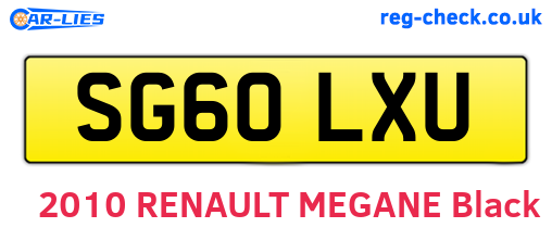 SG60LXU are the vehicle registration plates.