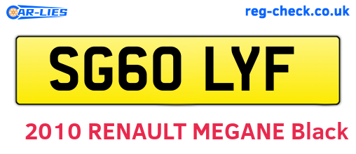SG60LYF are the vehicle registration plates.