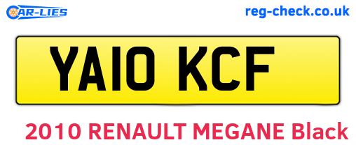 YA10KCF are the vehicle registration plates.