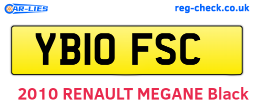 YB10FSC are the vehicle registration plates.
