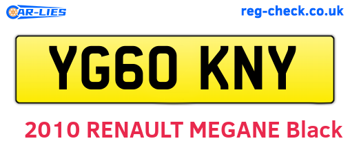 YG60KNY are the vehicle registration plates.