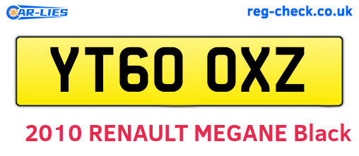 YT60OXZ are the vehicle registration plates.