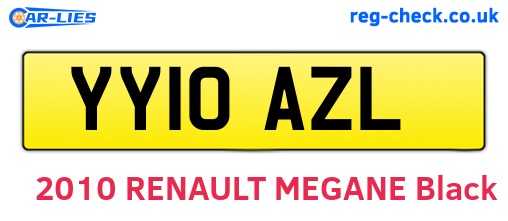 YY10AZL are the vehicle registration plates.