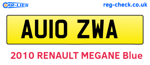 AU10ZWA are the vehicle registration plates.