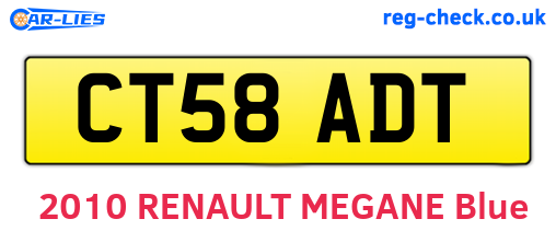 CT58ADT are the vehicle registration plates.
