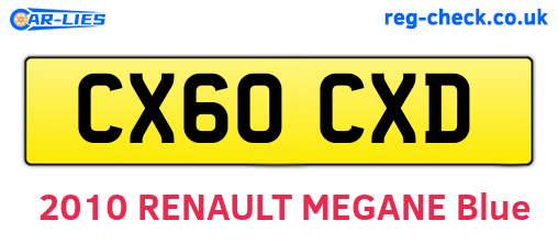 CX60CXD are the vehicle registration plates.