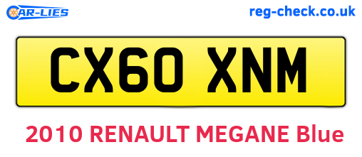 CX60XNM are the vehicle registration plates.