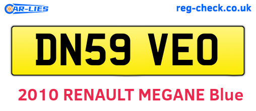 DN59VEO are the vehicle registration plates.