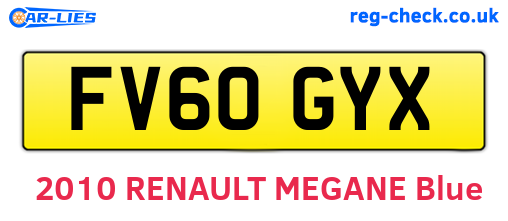 FV60GYX are the vehicle registration plates.