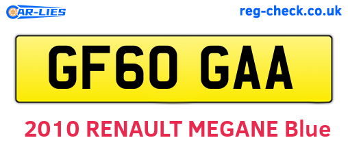GF60GAA are the vehicle registration plates.