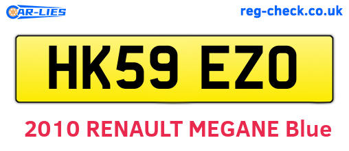 HK59EZO are the vehicle registration plates.