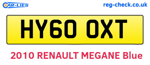 HY60OXT are the vehicle registration plates.