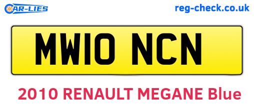 MW10NCN are the vehicle registration plates.