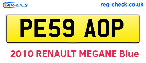 PE59AOP are the vehicle registration plates.