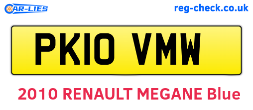 PK10VMW are the vehicle registration plates.
