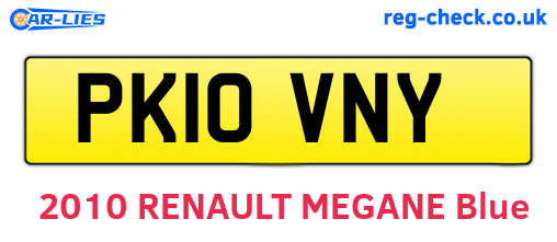 PK10VNY are the vehicle registration plates.