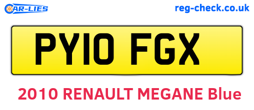 PY10FGX are the vehicle registration plates.