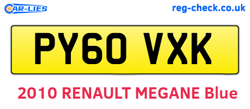 PY60VXK are the vehicle registration plates.