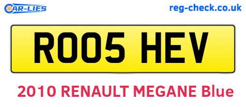 RO05HEV are the vehicle registration plates.