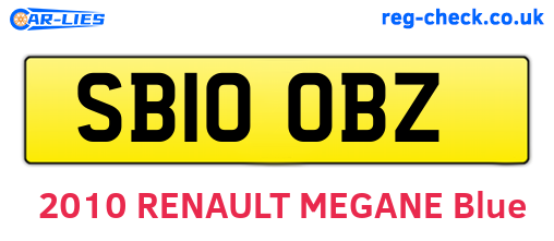 SB10OBZ are the vehicle registration plates.