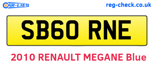 SB60RNE are the vehicle registration plates.