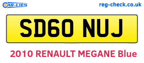 SD60NUJ are the vehicle registration plates.