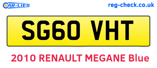 SG60VHT are the vehicle registration plates.