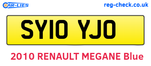 SY10YJO are the vehicle registration plates.