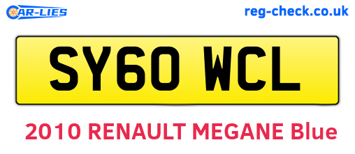 SY60WCL are the vehicle registration plates.