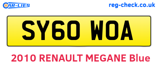 SY60WOA are the vehicle registration plates.