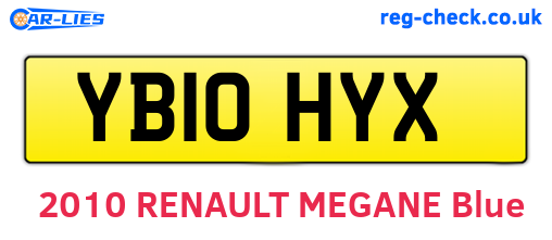 YB10HYX are the vehicle registration plates.
