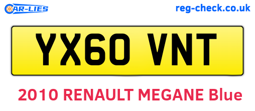 YX60VNT are the vehicle registration plates.