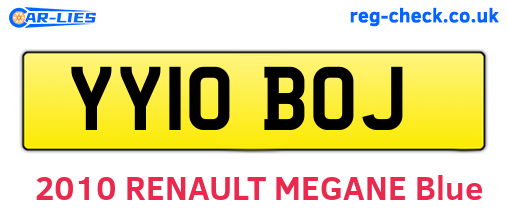 YY10BOJ are the vehicle registration plates.