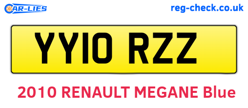 YY10RZZ are the vehicle registration plates.