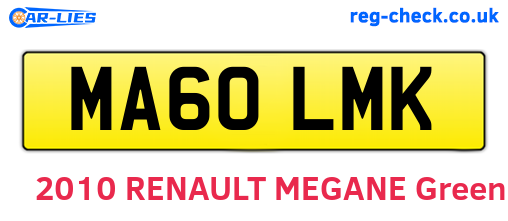 MA60LMK are the vehicle registration plates.