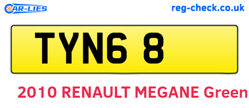 TYN68 are the vehicle registration plates.