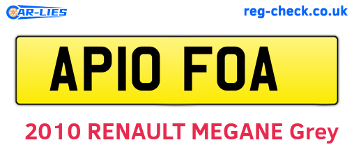 AP10FOA are the vehicle registration plates.