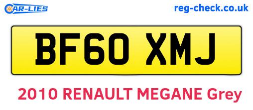 BF60XMJ are the vehicle registration plates.